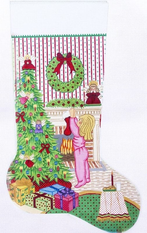 click here to view larger image of Christmas Stocking - Girl Hanging Christmas Stocking (hand painted canvases)