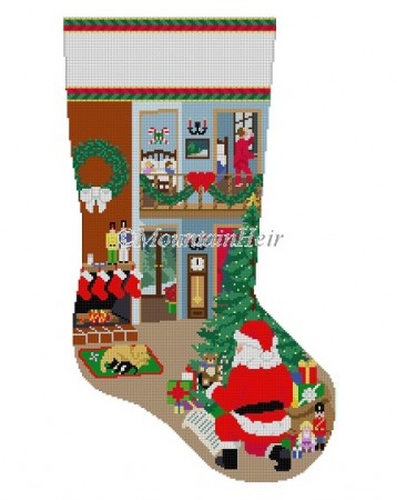 click here to view larger image of Night Before Christmas Stocking  (hand painted canvases)