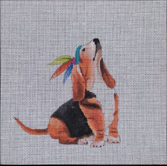 click here to view larger image of Basset Hound Indian (hand painted canvases)