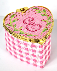 click here to view larger image of Pink Gingham & Berry Vine Box (hand painted canvases 2)