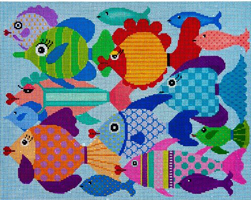 click here to view larger image of Fish School (hand painted canvases)