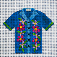 click here to view larger image of Blue Flowers Hawaiian Shirt (hand painted canvases)