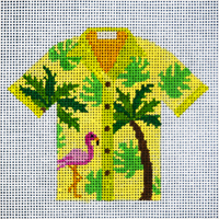 click here to view larger image of Flamingo & Palm Trees Shirt   (hand painted canvases)