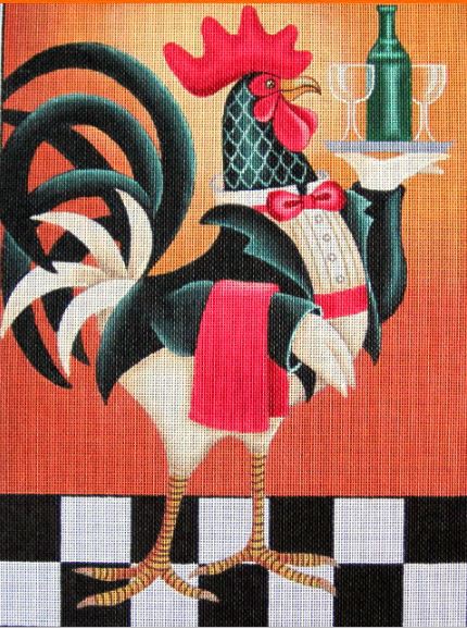 click here to view larger image of Rooster Waiter (hand painted canvases)