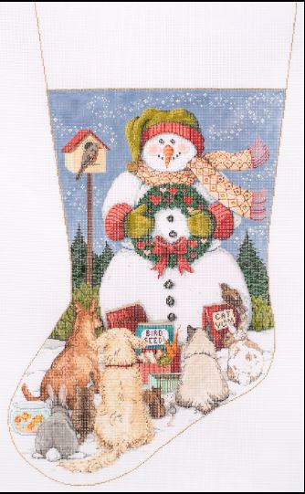click here to view larger image of Snow Gathering Stocking (hand painted canvases)