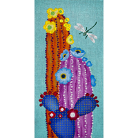click here to view larger image of Mini Cactus Smacked Us w/Dragonfly (hand painted canvases)