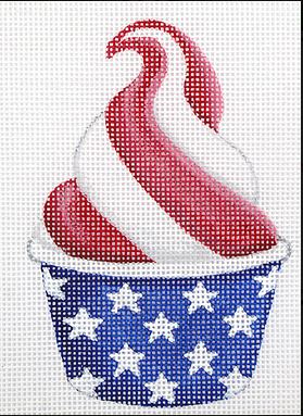 click here to view larger image of Mini Patriotic Soft Serve Swirl in Starry Cup  (hand painted canvases 2)