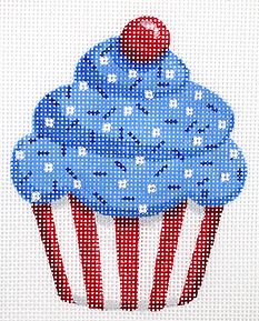 click here to view larger image of Mini Patriotic Cupcake w/ Sprinkles & Cherry on Top  (hand painted canvases 2)