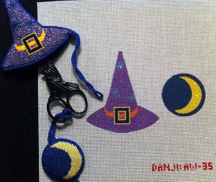 click here to view larger image of Witchs Hat Scissor Case  (hand painted canvases)
