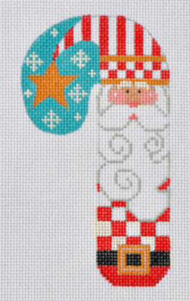 click here to view larger image of Santa w/Star Candy Cane (hand painted canvases)