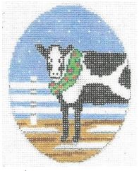 click here to view larger image of Cow w/Christmas Wreath  (hand painted canvases)