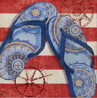click here to view larger image of Nautical Flip Flops II  (hand painted canvases)