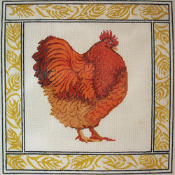 click here to view larger image of Fat Red Hen w/Border (hand painted canvases)