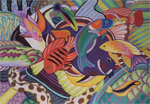 click here to view larger image of Hawaiian Fish all the Way Down (hand painted canvases)