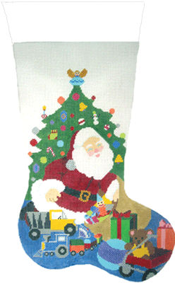 click here to view larger image of Santa w/Toy Sack Stocking (hand painted canvases)