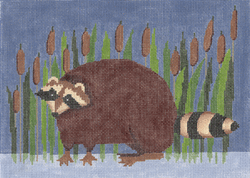 click here to view larger image of Raccoon in Cattails  (hand painted canvases)