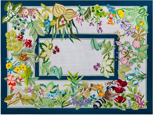 click here to view larger image of Animals and Flowers Rug (hand painted canvases)
