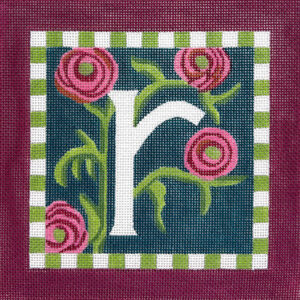 click here to view larger image of Floral Letter R (hand painted canvases)