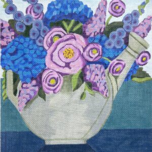 click here to view larger image of Watering Can w/Blue Flowers (hand painted canvases)