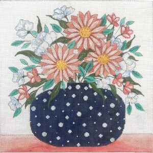 click here to view larger image of Pink Daisy Polka Dot Vase (hand painted canvases)