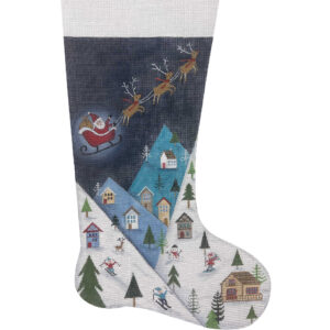 click here to view larger image of Ski Mountain Christmas Eve Stocking (hand painted canvases)