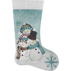 click here to view larger image of Three Little Snowman Stocking (hand painted canvases)