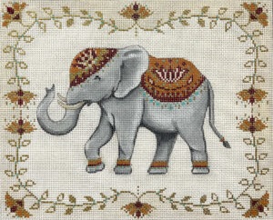 click here to view larger image of Floral and Grey Elephant (hand painted canvases)