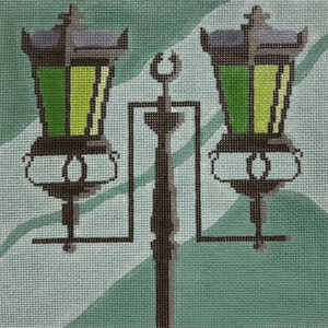click here to view larger image of Vintage Lamp on Teal (hand painted canvases)