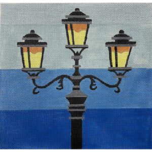 click here to view larger image of Vintage Lamp on Blue (hand painted canvases)