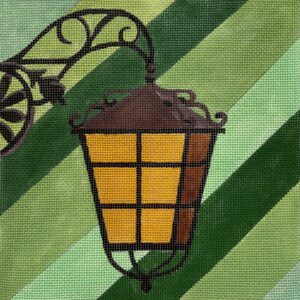 click here to view larger image of Vintage Lamp on Green (hand painted canvases)