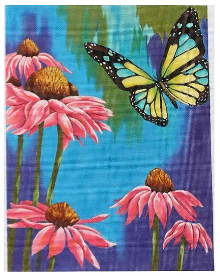 click here to view larger image of Pink Daisies and Butterfly - 13M (hand painted canvases)