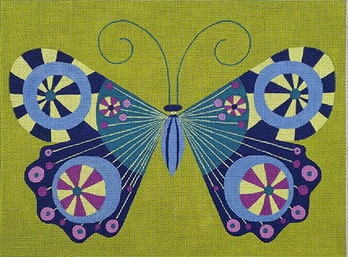 click here to view larger image of Teal/Midnight Butterfly - 18M (hand painted canvases)