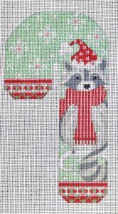 click here to view larger image of Woodland Creatures Candy Cane - Raccoon (hand painted canvases)
