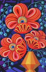 click here to view larger image of Red Flowers (hand painted canvases)