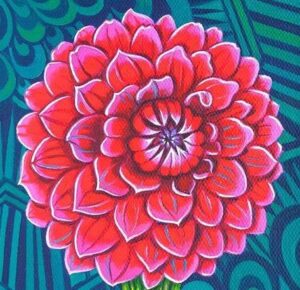click here to view larger image of Dahlia/Red (hand painted canvases)