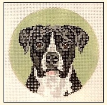 click here to view larger image of Black and White Boxer Ornament  - 13M (hand painted canvases)