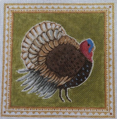 click here to view larger image of Turkey w/Gold Border (hand painted canvases)
