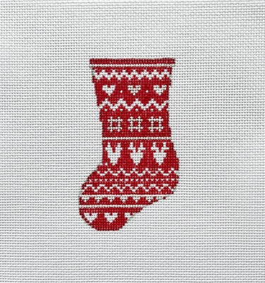 click here to view larger image of Mini Red Sweater Stocking (hand painted canvases)