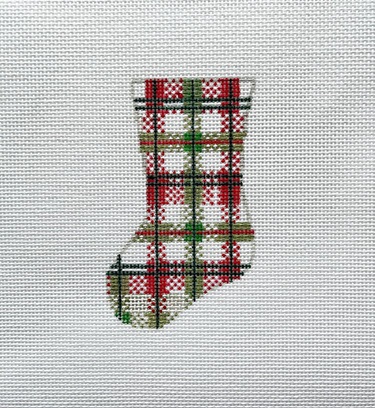 click here to view larger image of Mini Plaid Stocking (hand painted canvases)