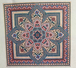 click here to view larger image of Bakhtiari Medallion - Seafoam Pink (hand painted canvases)