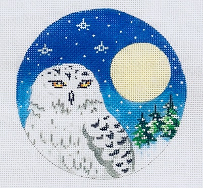 click here to view larger image of Snow Owl/Moon and Fir Trees (hand painted canvases)