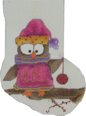 click here to view larger image of Noel Owl Mini Stocking (hand painted canvases)