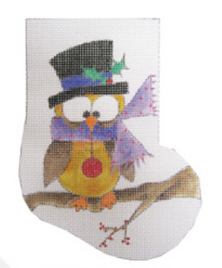 click here to view larger image of Top Hat Owl Mini Stocking (hand painted canvases)