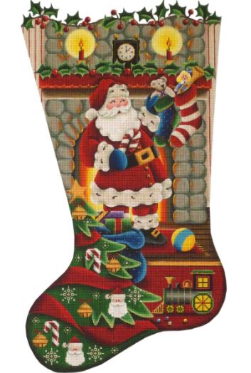 click here to view larger image of Stockings on the Hearth - 13M (hand painted canvases)
