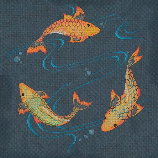 click here to view larger image of 3 Koi Pond (hand painted canvases)