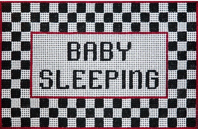 click here to view larger image of Baby Seeping w/Black and White Checks (hand painted canvases)