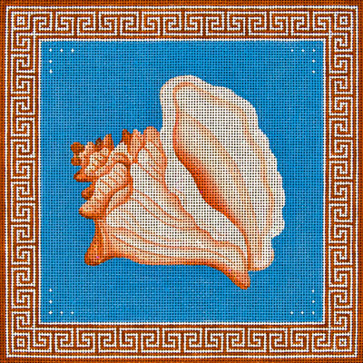 click here to view larger image of Conch Shell w/Oriental Border (hand painted canvases)
