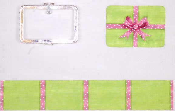 click here to view larger image of Limoges Box - Pink/Lime Gift Box w/Silver Clasp)  (hand painted canvases 2)