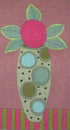 click here to view larger image of Flower in Polka Dot Vase (hand painted canvases 2)