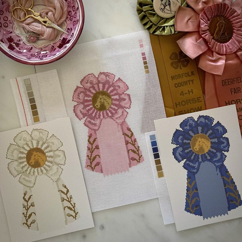 click here to view larger image of Rosette Ribbon Collection - Pink (hand painted canvases)